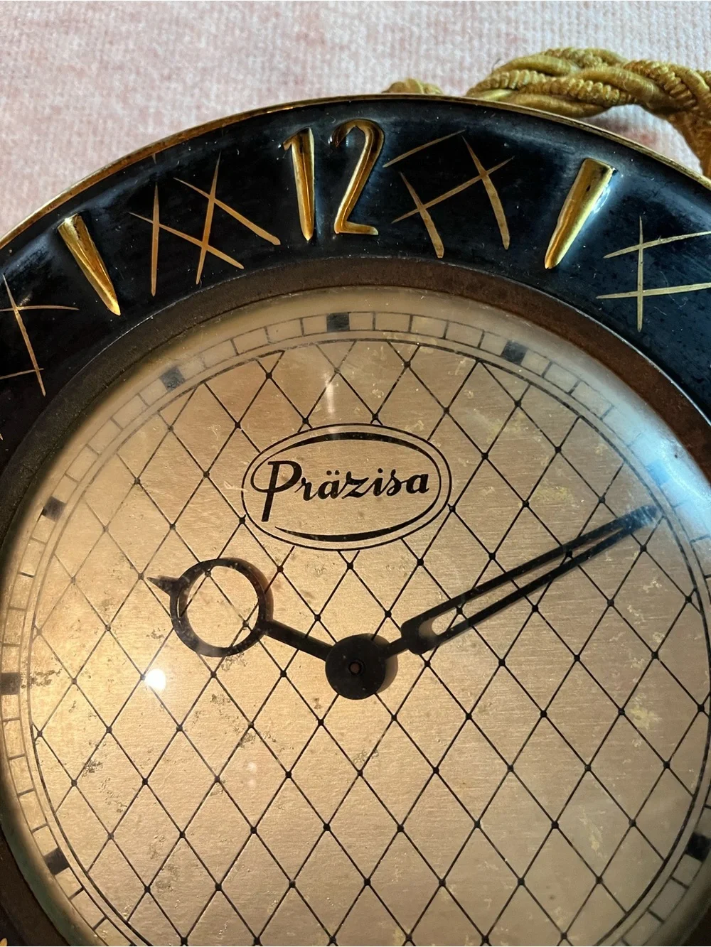 Vintage German Ceramic Black and Gold Wall Clock - Elegant Home Wall Decor